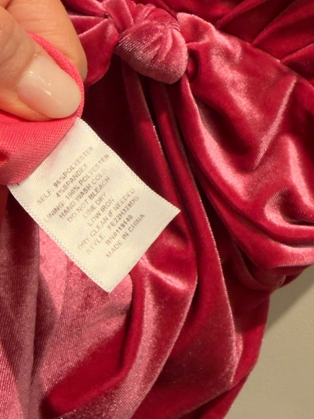 HYFVE - Velvet Long-sleeve Knot-Front Short Dress Raspberry Pink Size Small - Picture 5 of 6